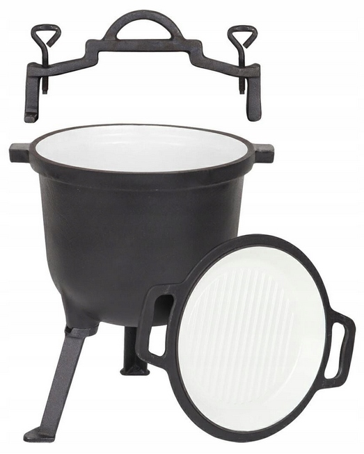 Kociołek Żeliwny 2w1 EMALIOWANY GARNEK z pokrywą grilową 11L MK206 GRATIS Kod producenta MK206
