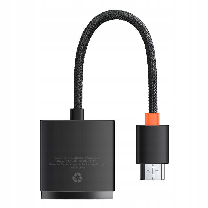 ADAPTER HDMI Z KABLEM DO VGA BASEUS Z AUDIO UNIWERSALNY KOMPATYBILNY TRWAŁY Kod producenta WKQX010001
