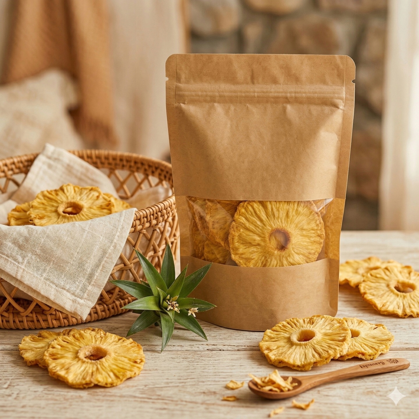 Ananas Suszony Naturalny Bez Cukru Krążki 2000g Premium Gieko