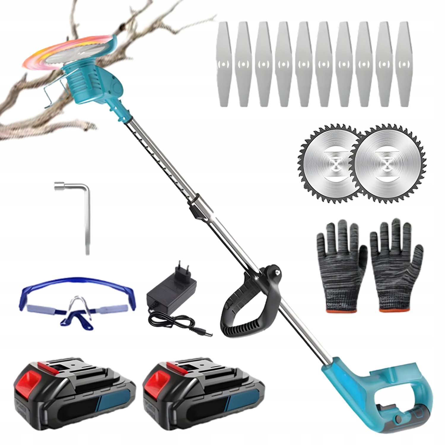 Sekačka Na Trávy 21V 2x Aku Sekačka Teleskopická Regulační Páka