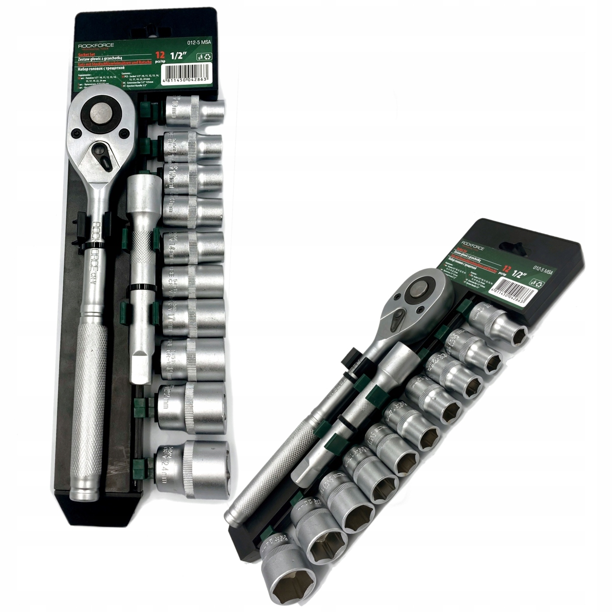 ZESTAW KOMPLET NARZĘDZI NASADEK GRZECHOTKA 1/2 NASADKI 12el Cr-V ROCKFORCE