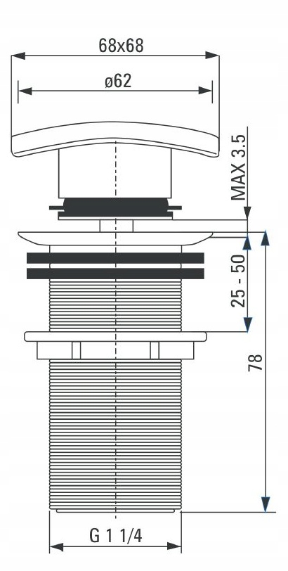 KOREK CLICK-CLACK DO UMYWALKI BEZ PRZELEWU CHROM Marka Deante