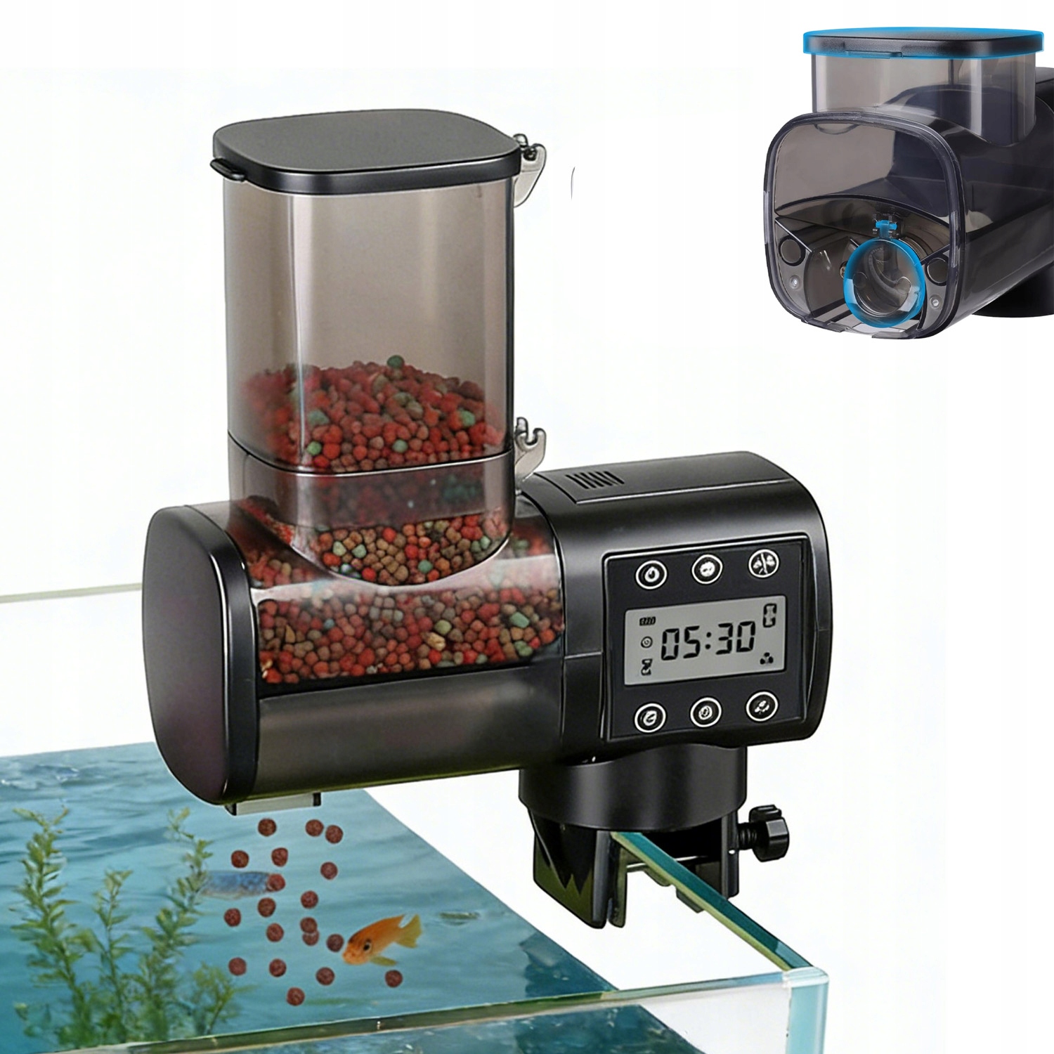 Levně Automatické Krmítko Pro Ryby 500 ML S Funkcí Časovače LCD A Praktickou Obrazovkou