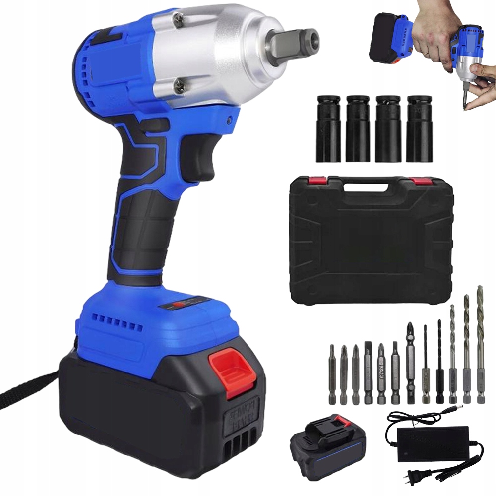 KLUCZ UDAROWY AKUMULATOROWY DO KÓŁ 21V 1/2'' 6Ah 2XAKU + WALIZKA NASADKI