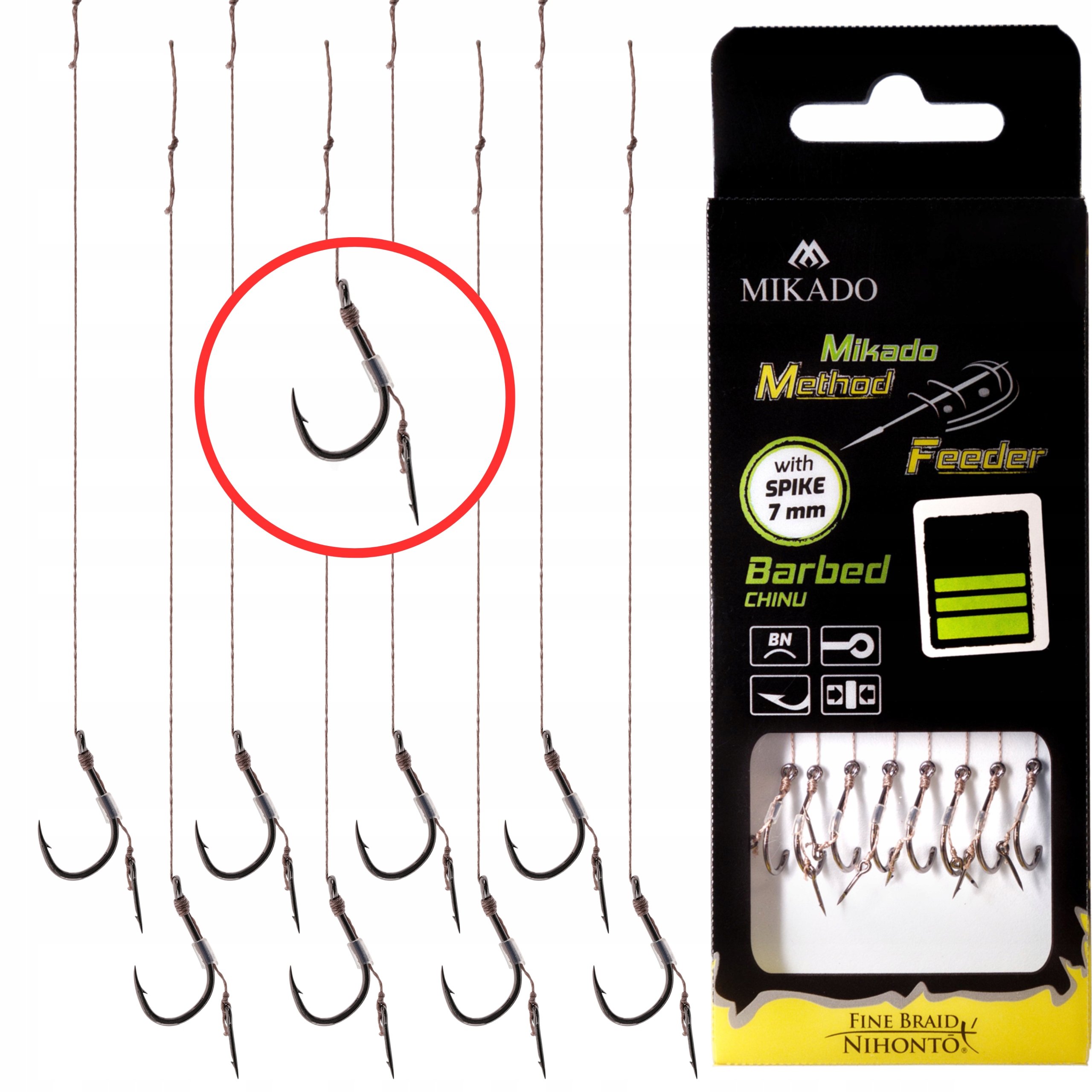 Haczyki Method Feeder z zadziorem 8szt. Mikado na plecionce nr 8 Z Igłą