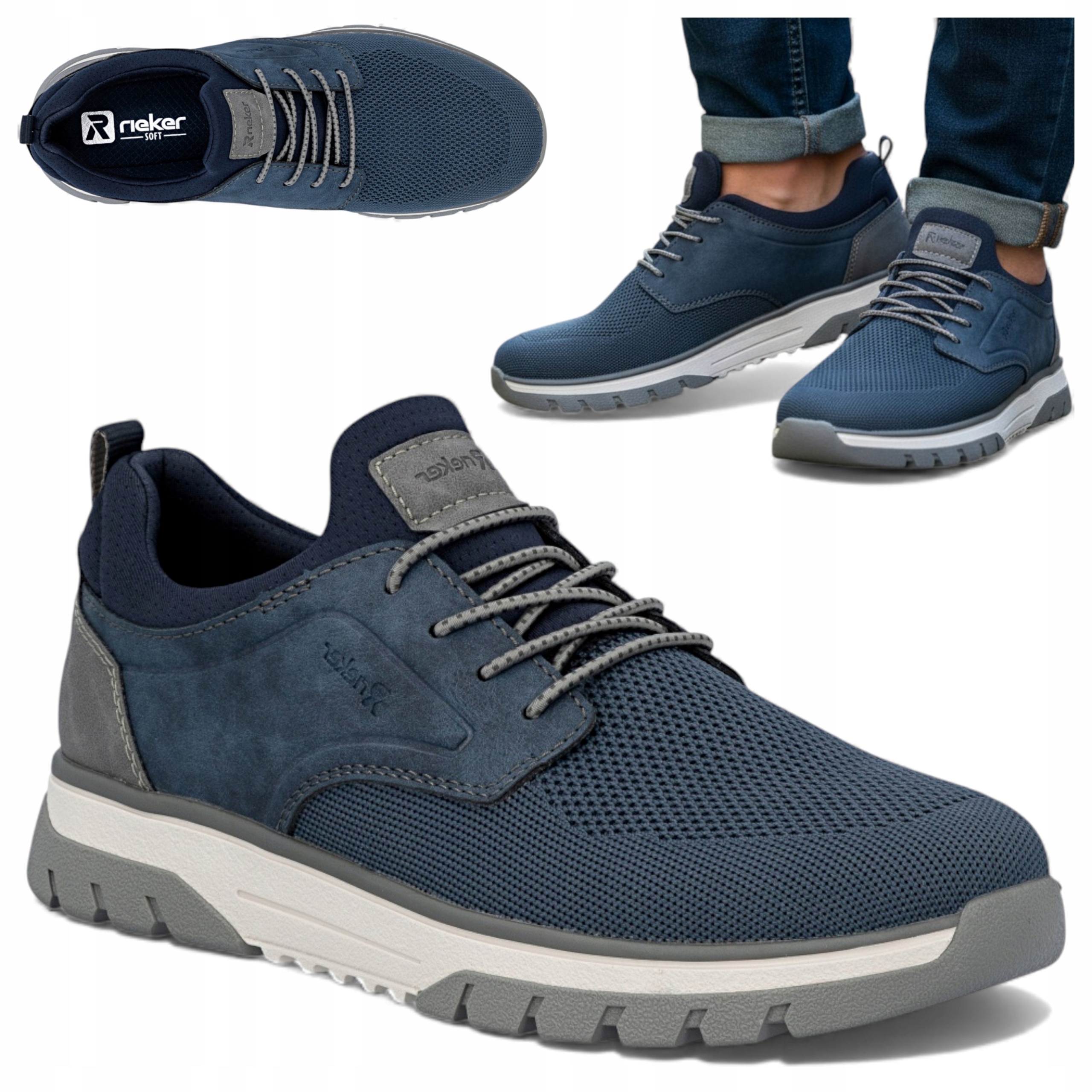 Pánské polobotky Elegantní 44 Rieker Jarní Lehké Nazouvací Sportovní Módní