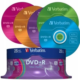 

Verbatim Dvd+r 4,7GB 16x cake 25 sztuk Kolorowe!!!
