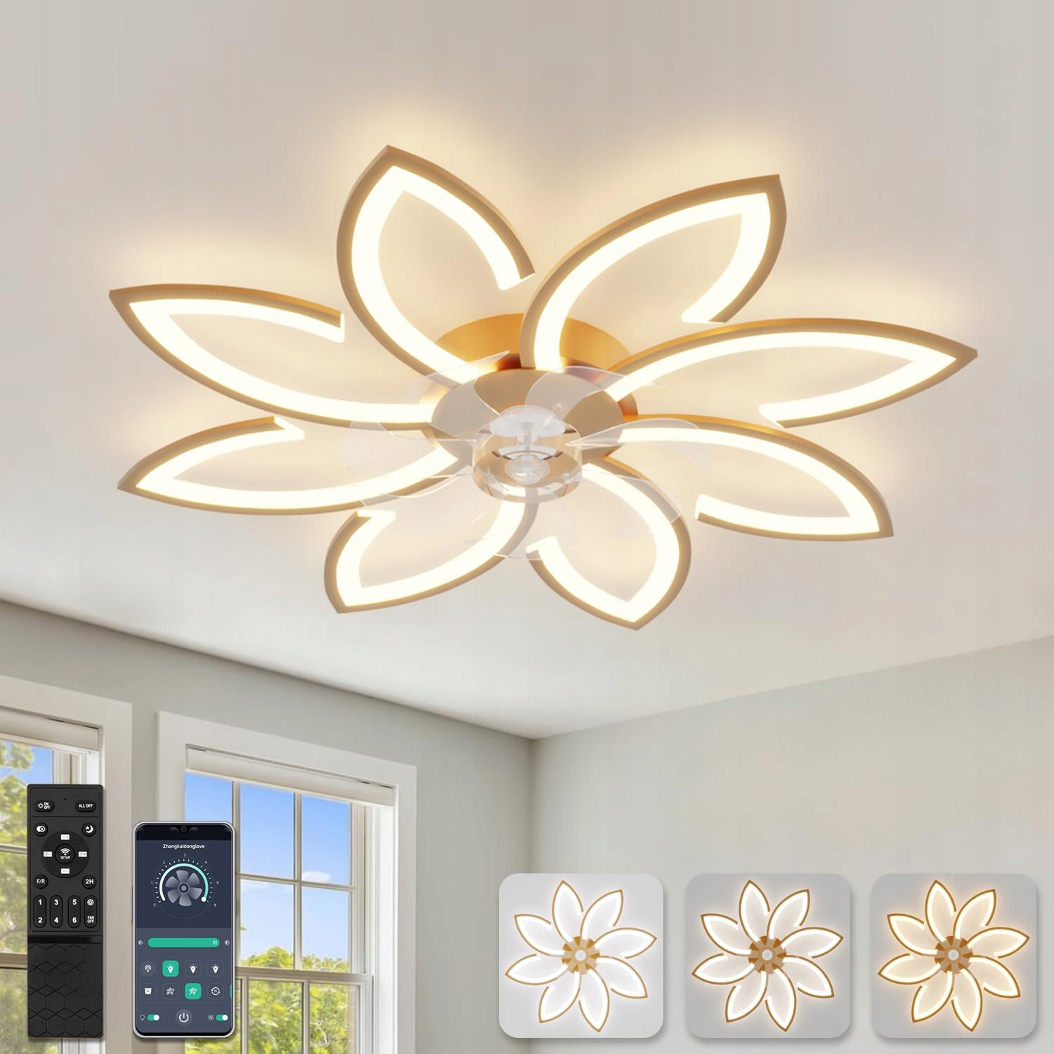 Stropný ventilátor s osvetlením 90 cm