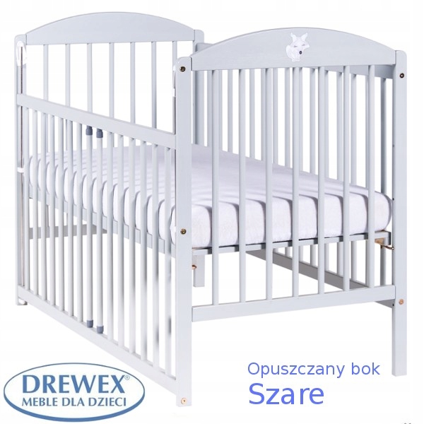 DREWEX Łóżeczko LISEK jasny szary opuszczany bok Typ łóżko inne