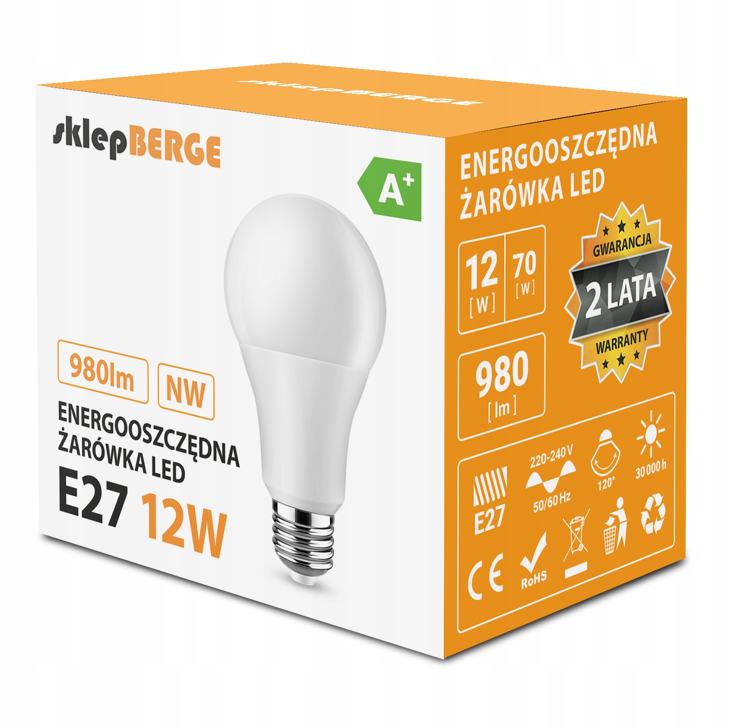 

Żarówka Led E27 A60 12W=70W 980lm 3 Berge