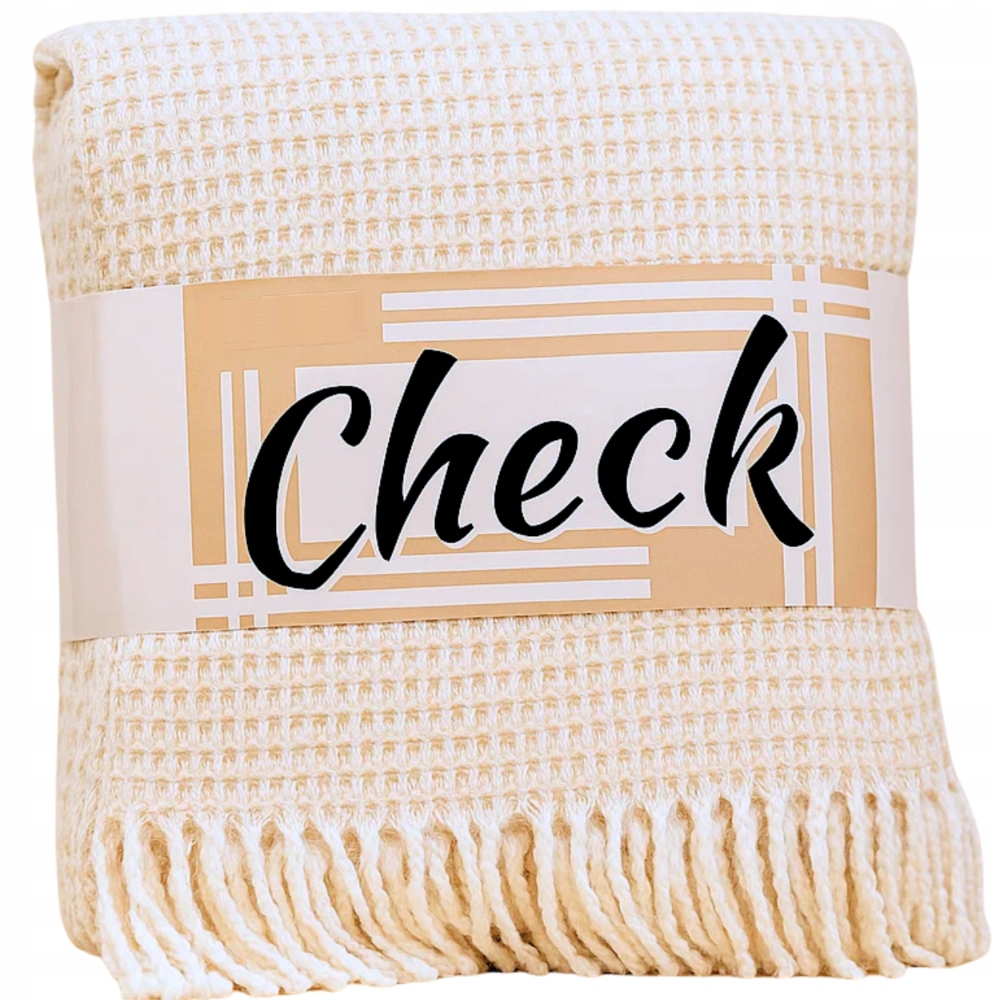 Koc Wafel Přehoz Na Postel Měkký Bavlněný Přírodní 150x200 cm