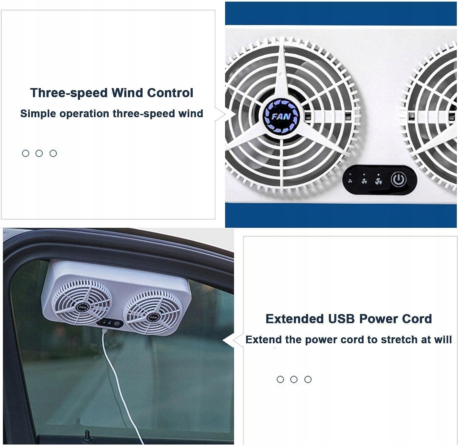 3 Pcs Wentylator samochodowy zasilany energi? Waga produktu z opakowaniem jednostkowym 0.31 kg