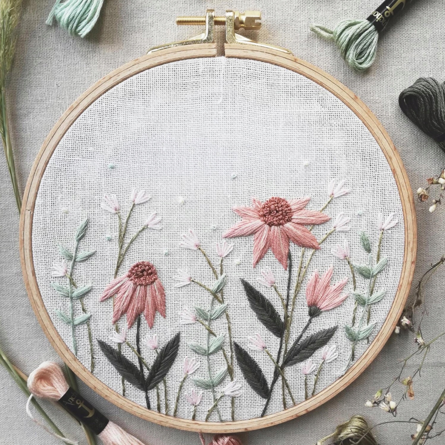 Vyšívací sada Anchor mulina kanva tamborek jehla