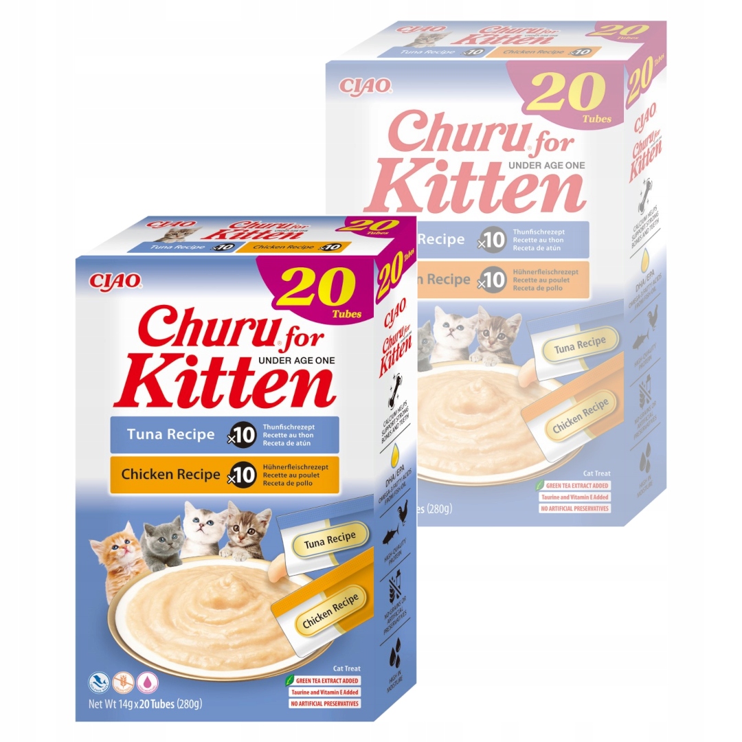 Levně Inaba Cat Churu Kitten 40x14g Pamlsek pro koťata Pasta Mix Kuřecí tuňák