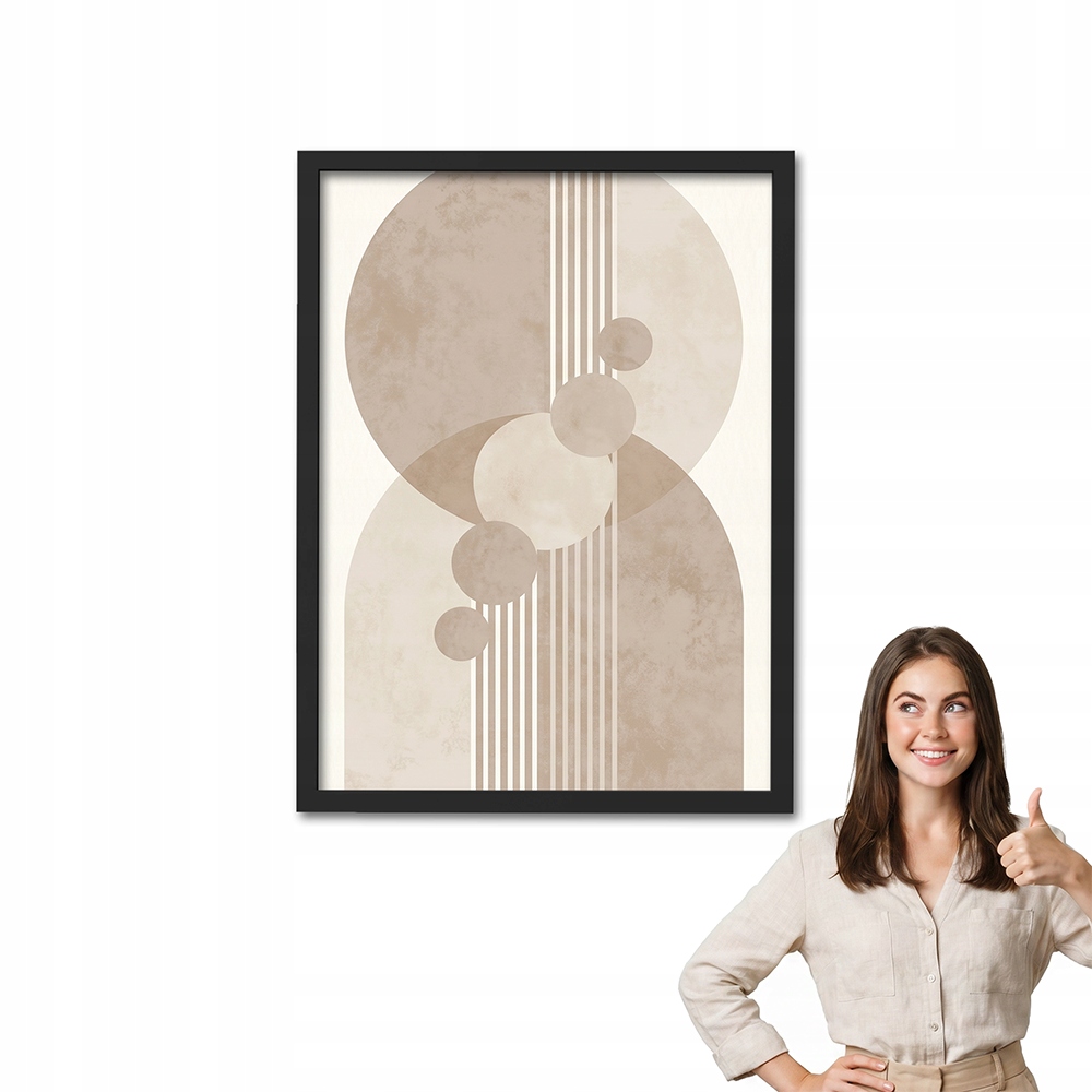 Obraz z ramką Minimalistyczne Koła, czarna ramka 50x70 do salonu