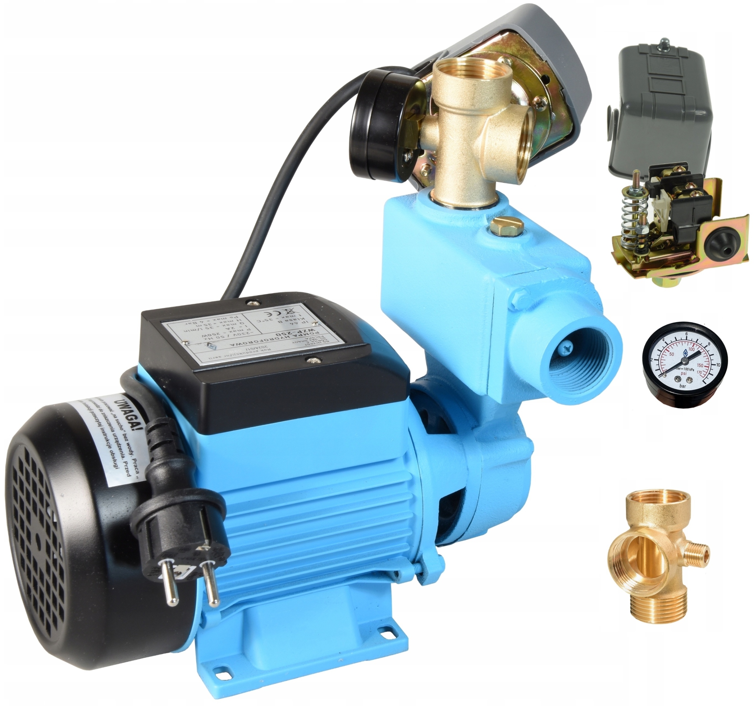 Pompa do Wody Studni Hydroforowa Ogrodowa Hydrofor 230V Osprzęt Wzp 250 W