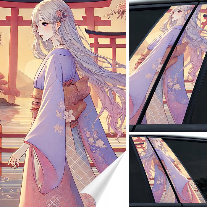 2xNÁLEPKA na sloupek Sloupky dveří auta Japonsko Anime Manga 50x30