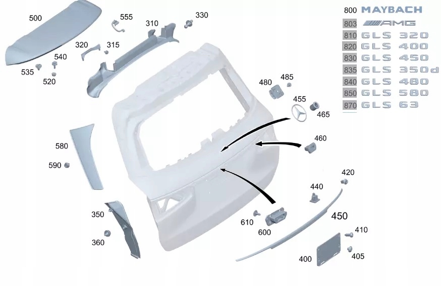 EMBLEMAT GWIAZDA NA KLAPĘ MERCEDES GLS X167 V167 A1678172601 CZARNY CHROM Marka Mercedes-Benz