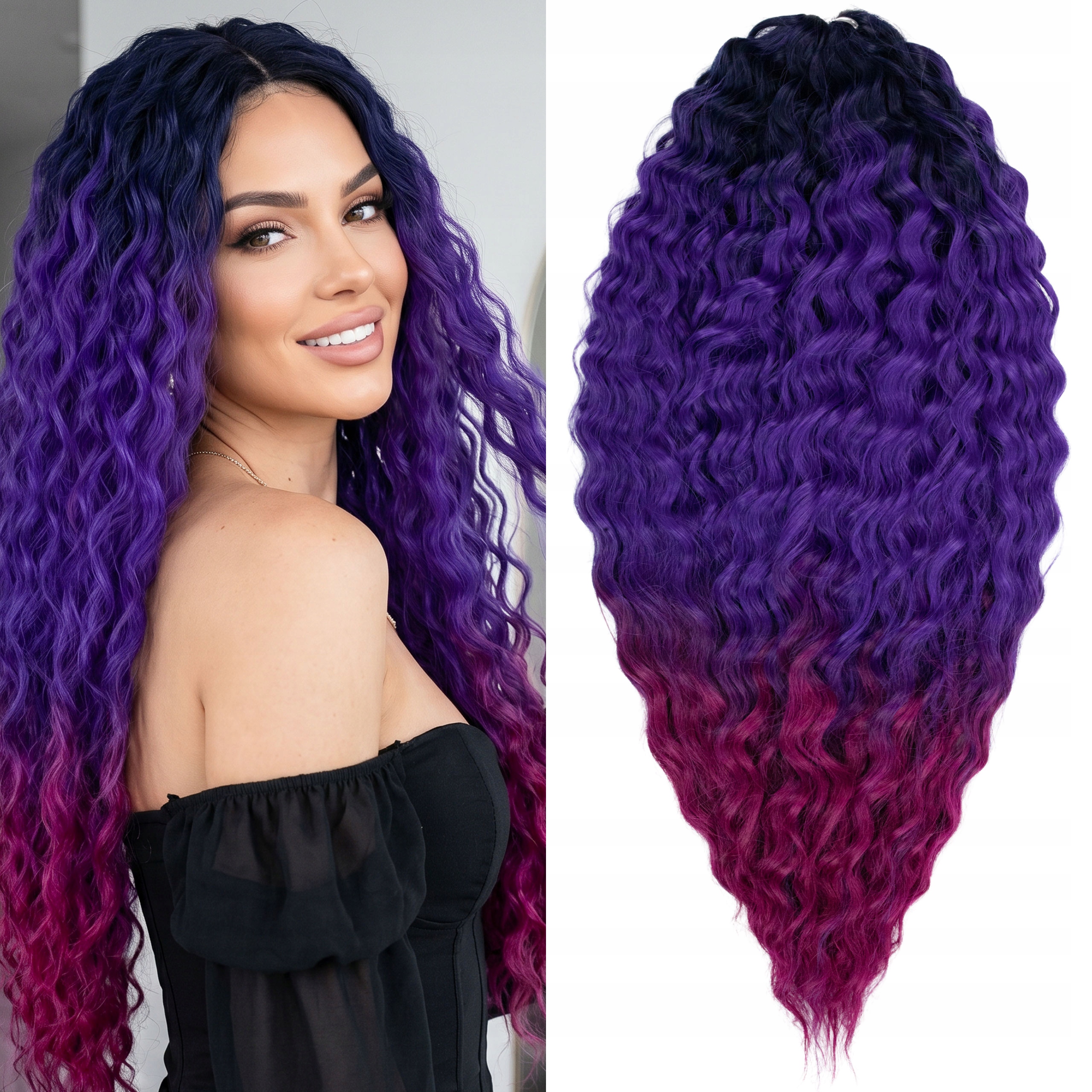 Syntetické vlasy Afroloki Ariel Premium 55 cm 300 g granátová burgundská barva