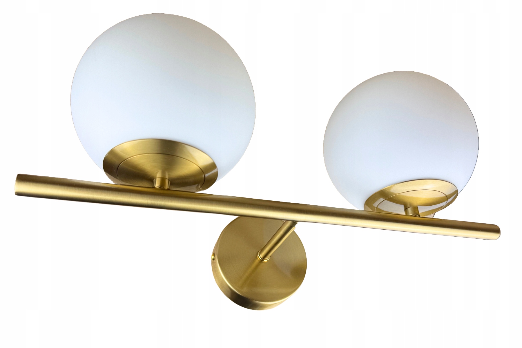 Kinkiet Lampa Ścienna Złota Biała 2 Szklane Kule Nowoczesna Led Duża