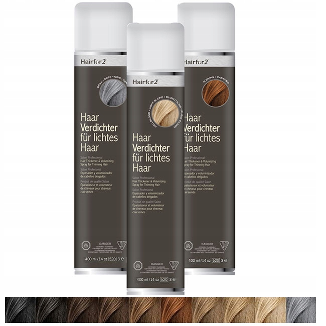 HairFor2 400ml Mikrovlákna ve spreji Zahušťování Alopecie Vzácné vlasy