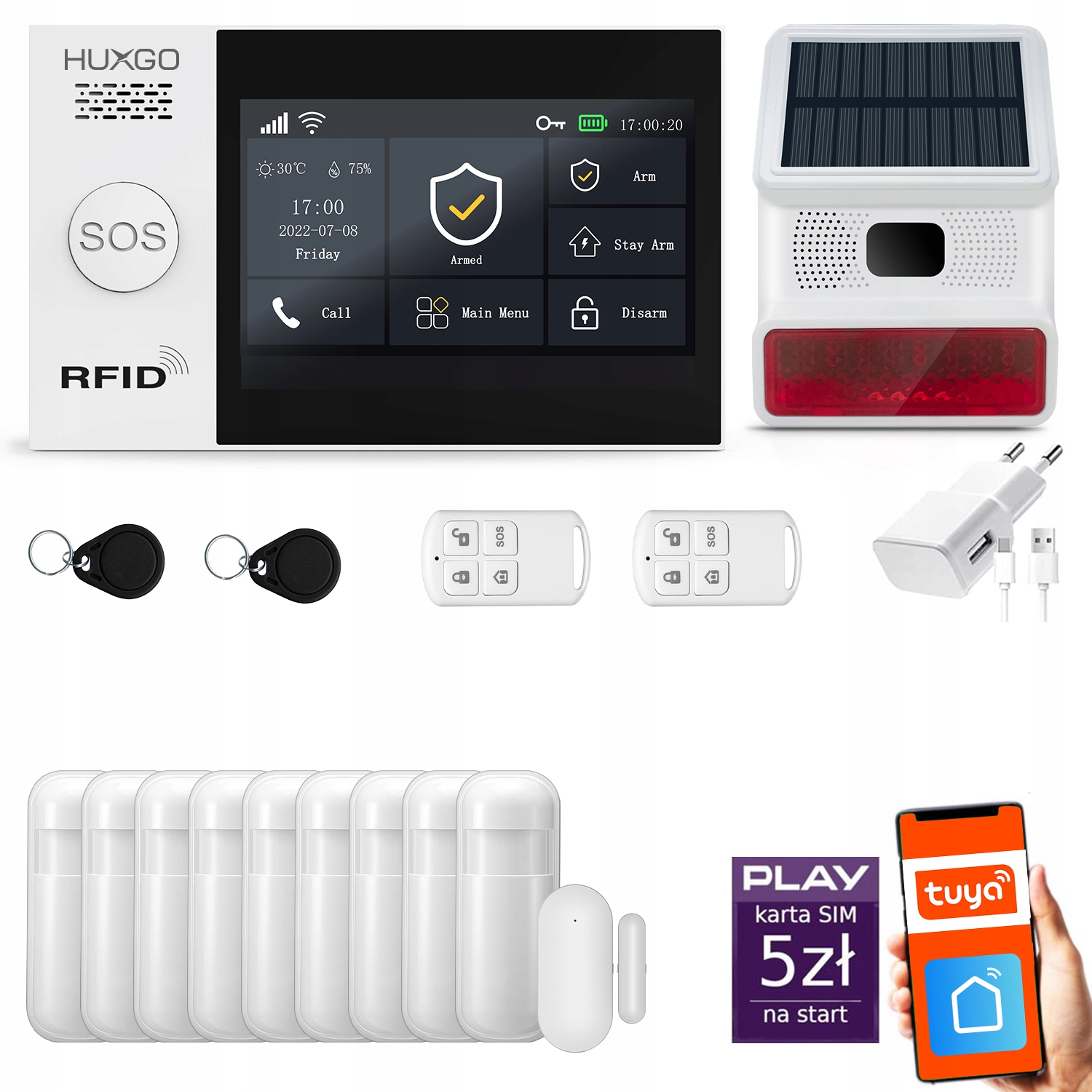 Bezdrôtový alarm Gsm WiFi, Sms, Tuya, alarmová sada Huxgo HXA007