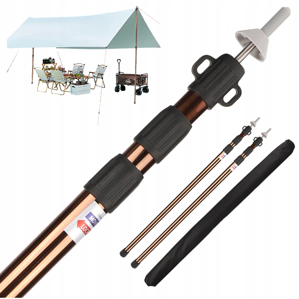 2X Teleskopowy Tyczek Do Namiotu Słupy Namiotowe 3 Sekcyjne Alu 90-230CM