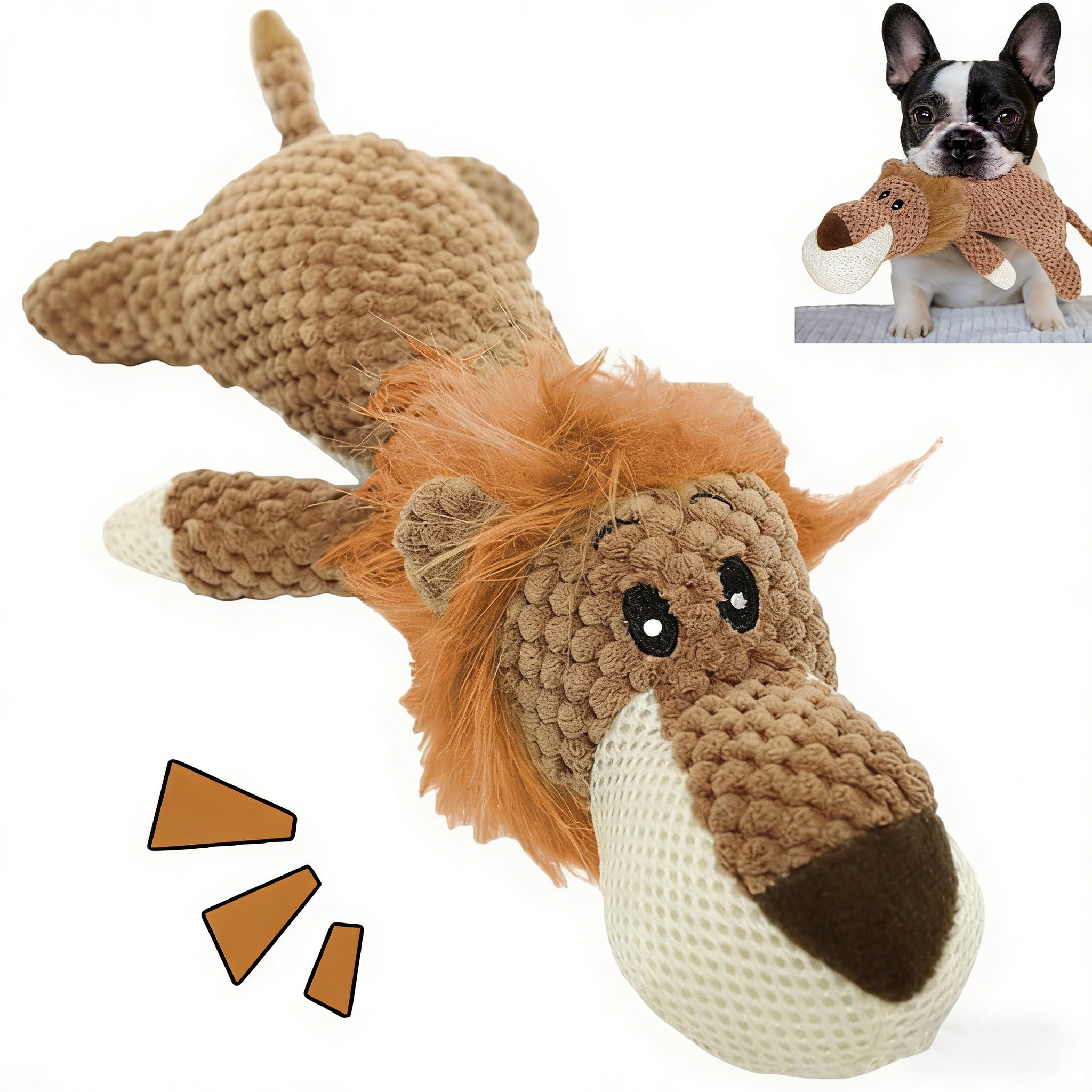 Hračka Pro Psa A Kočku Plyšová K Pokousání Vycpaná Se Zvukem Odolná 34,6x14,5x6 CM Lvi