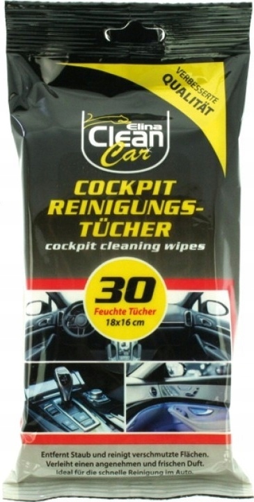 Chusteczki do czyszczenia kokpitów samochodowych Elina 30 sztuk
