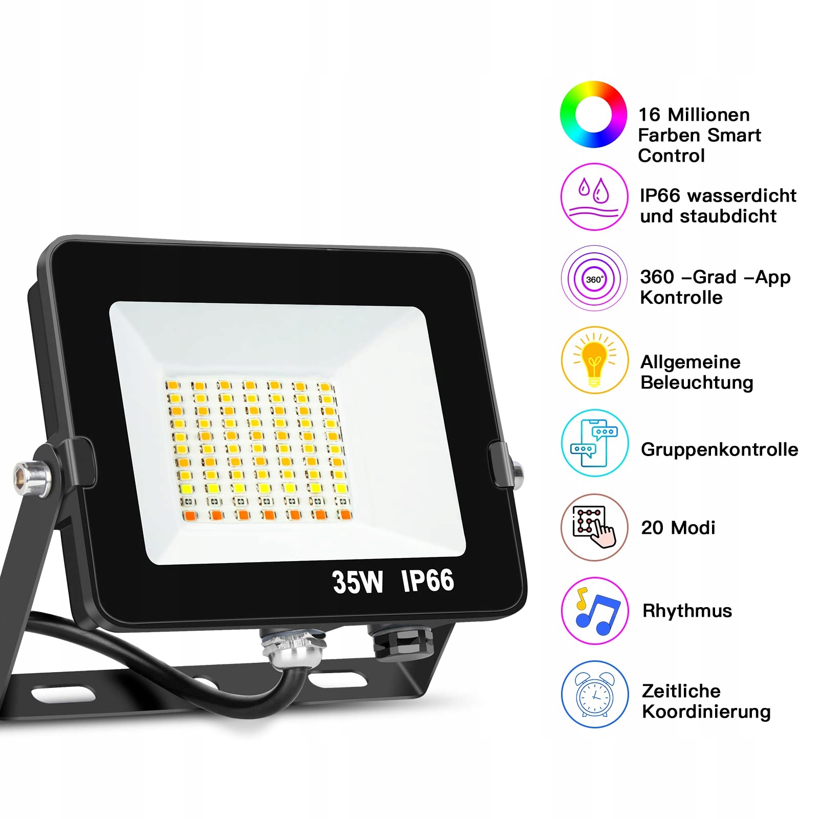 AUSYDE REFLEKTOR ZEWNĘTRZNY WODOODPORNY OGRODOWY OŚWIETLENIE LED 2 SZT 35W — miniatura 2