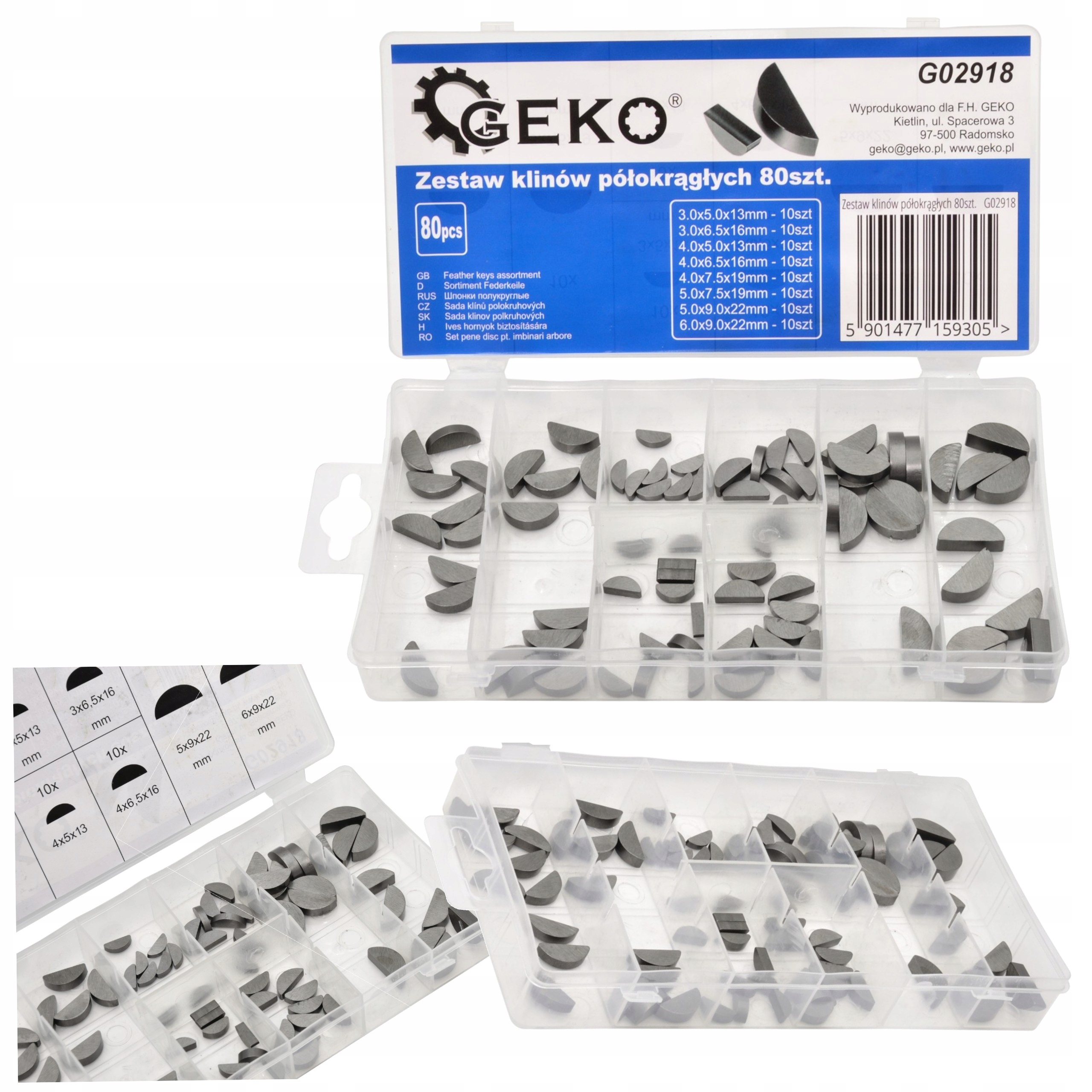 ZESTAW KLINÓW PÓŁOKRĄGŁYCH 80szt. KLINY