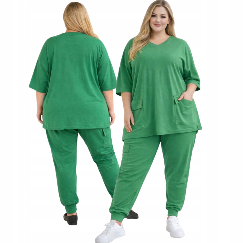 Bavlněný komplet tunika kapsáče pohodlný sportovní 50 52 5XL 6XL