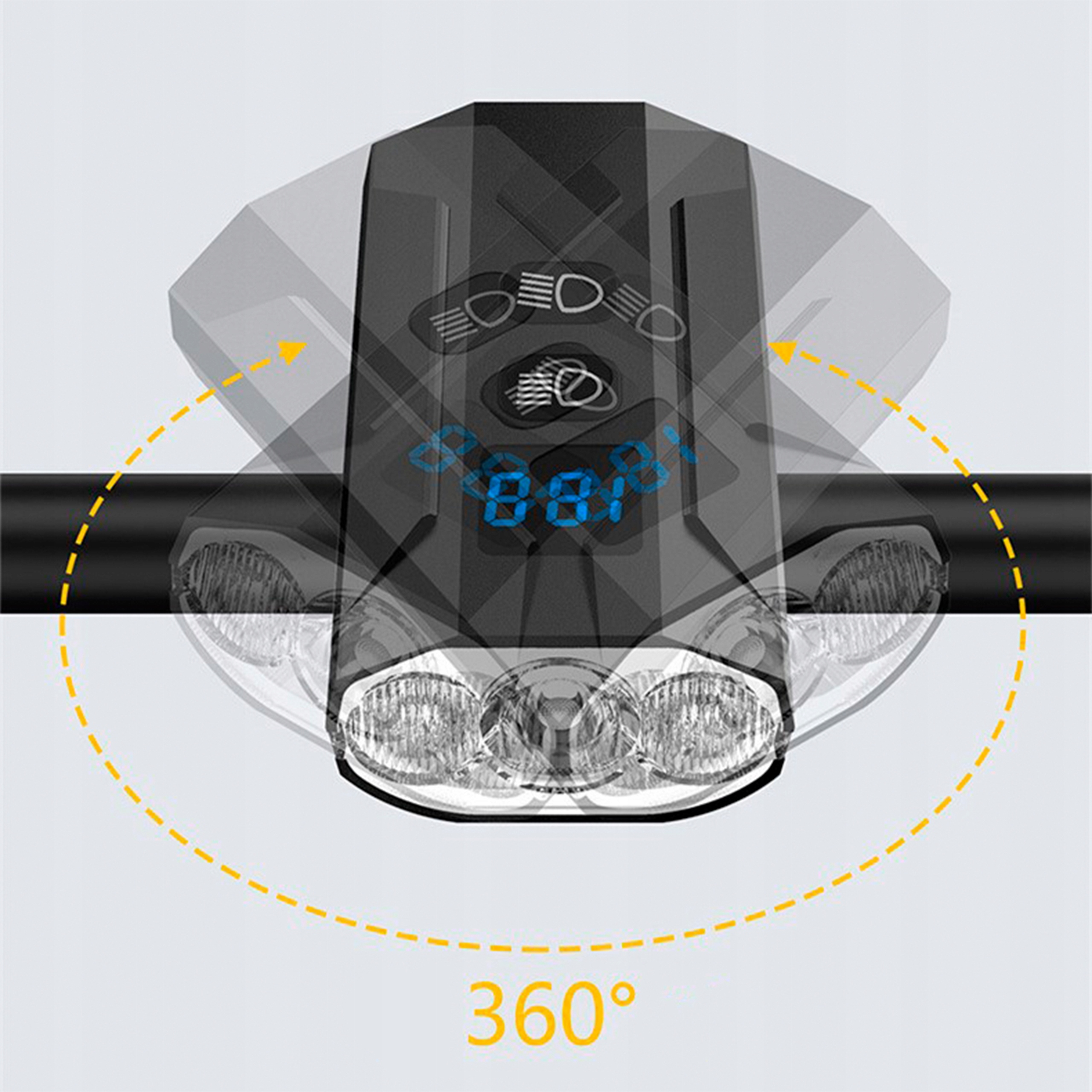 LAMPKA ROWEROWA PRZEDNIA NA KIEROWNICĘ PRZÓD AKUMULATOR 3 X LED MOCNA ROWER Zasilanie akumulator