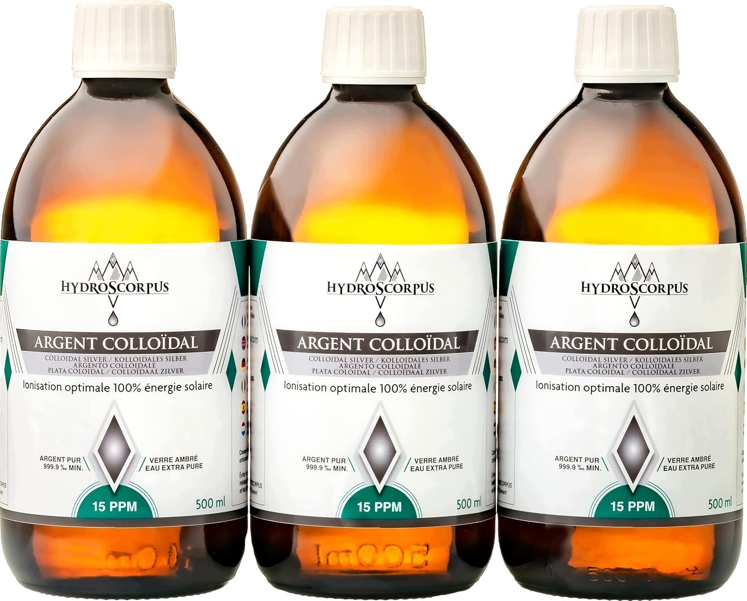 Hydroscorpus Argent Colloidal Srebro Koloidalne 15 Ppm 3 X 500 ML