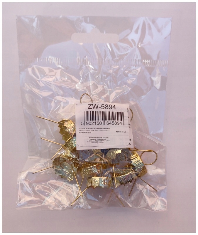 zawieszki do bombek 16mm złote 12szt. | ZW-5894 — 3