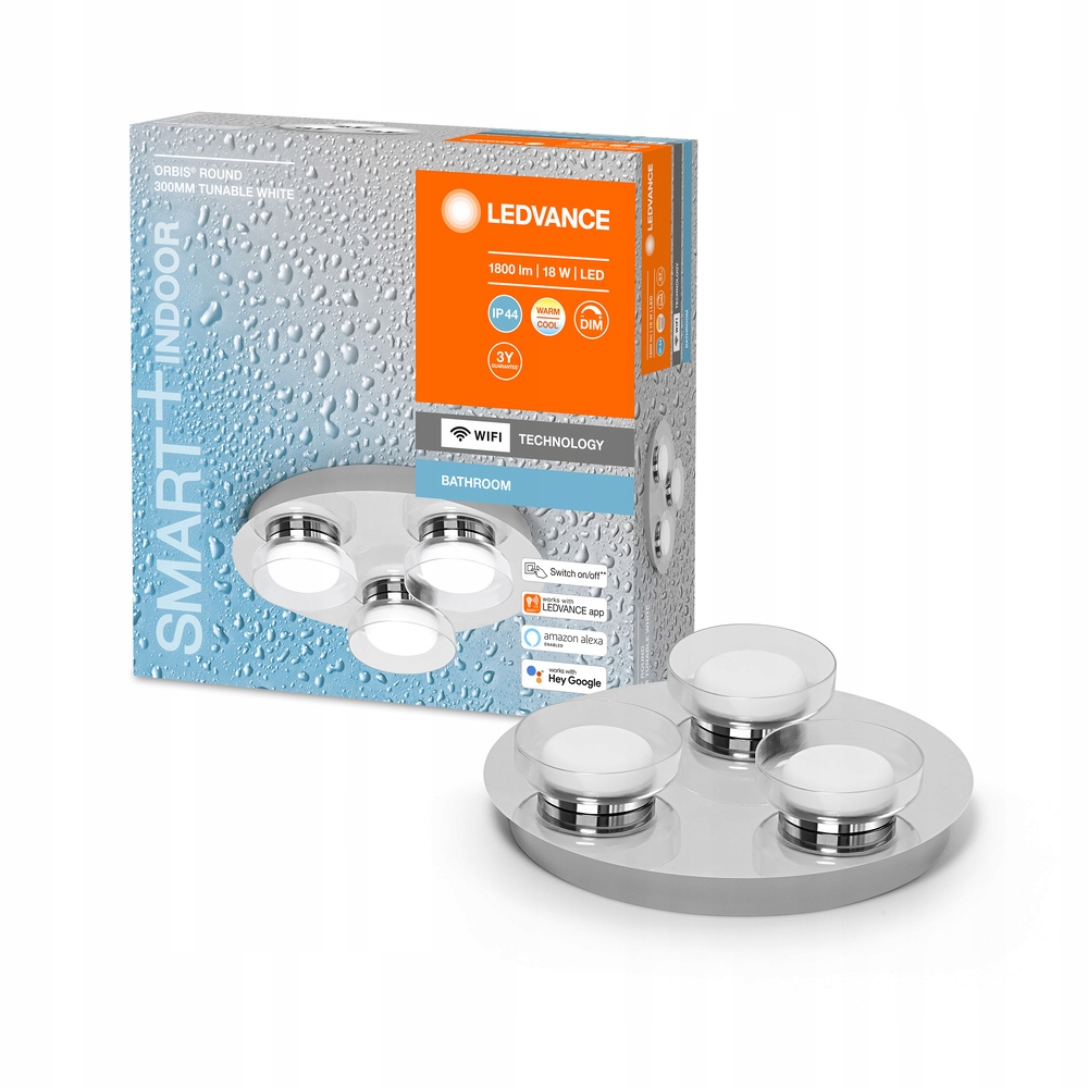 Stropné svietidlo Led do kúpeľne 18W 1100lm Cct Strieborné Smart+ WiFi