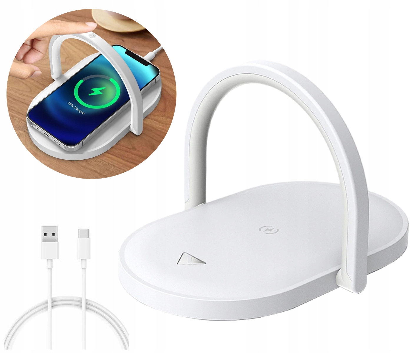 LAMPKA STOJAK SZYBKA ŁADOWARKA BEZPRZEWODOWA 15W