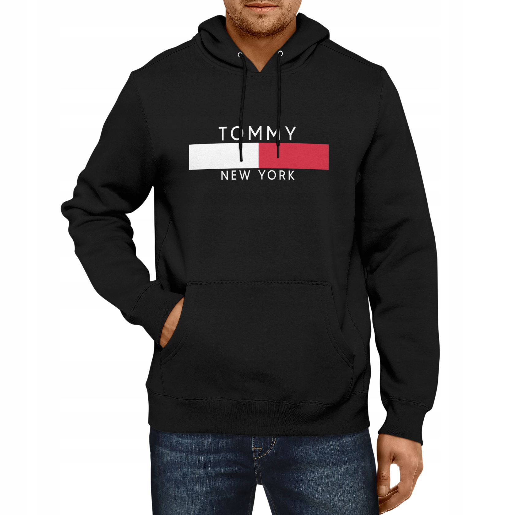 Bluza męska Tommy New York Czarna Kangurka Xs 5XL