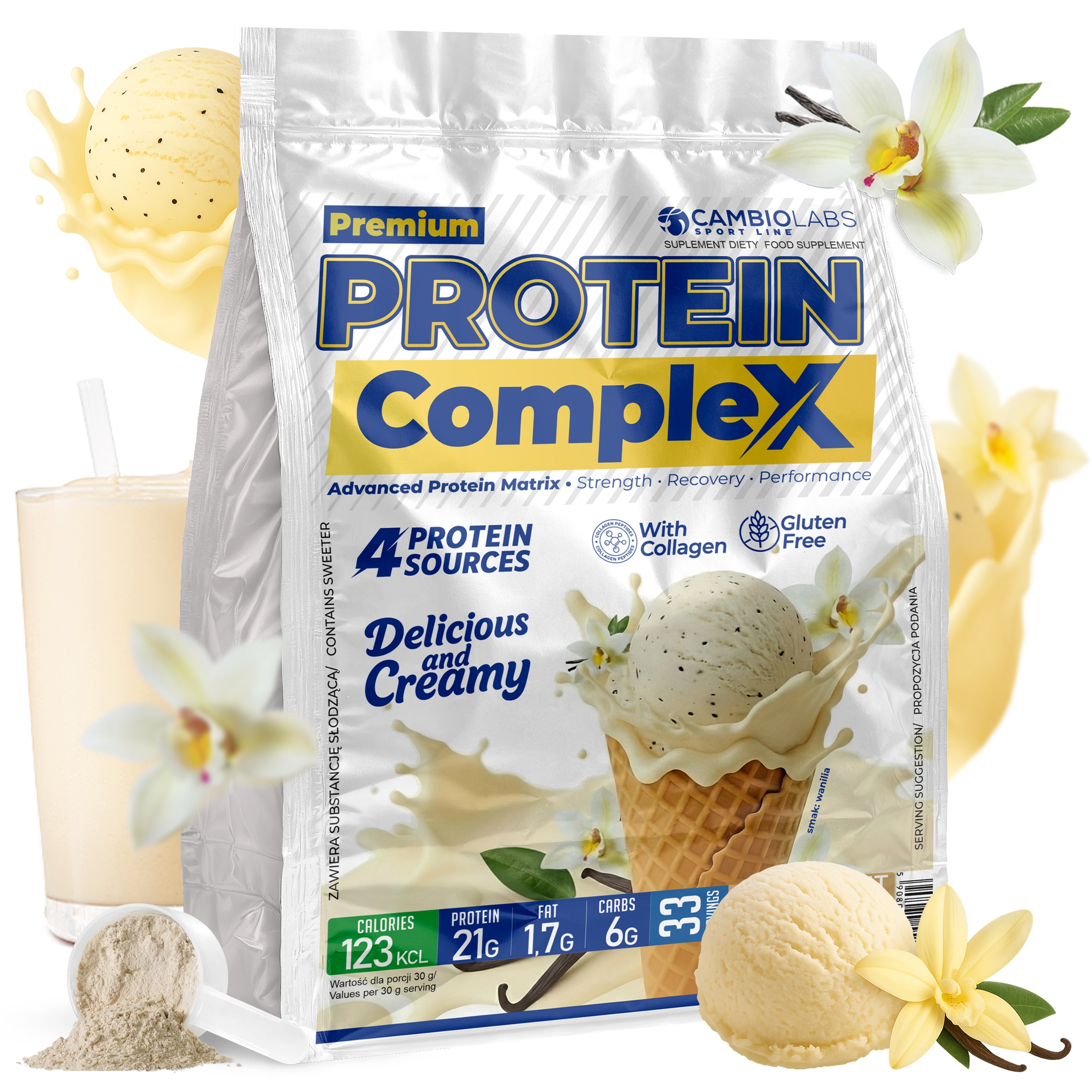 Proteinová vanilka 1 kg – protein Wpc syrovátka kolagen bez lepku