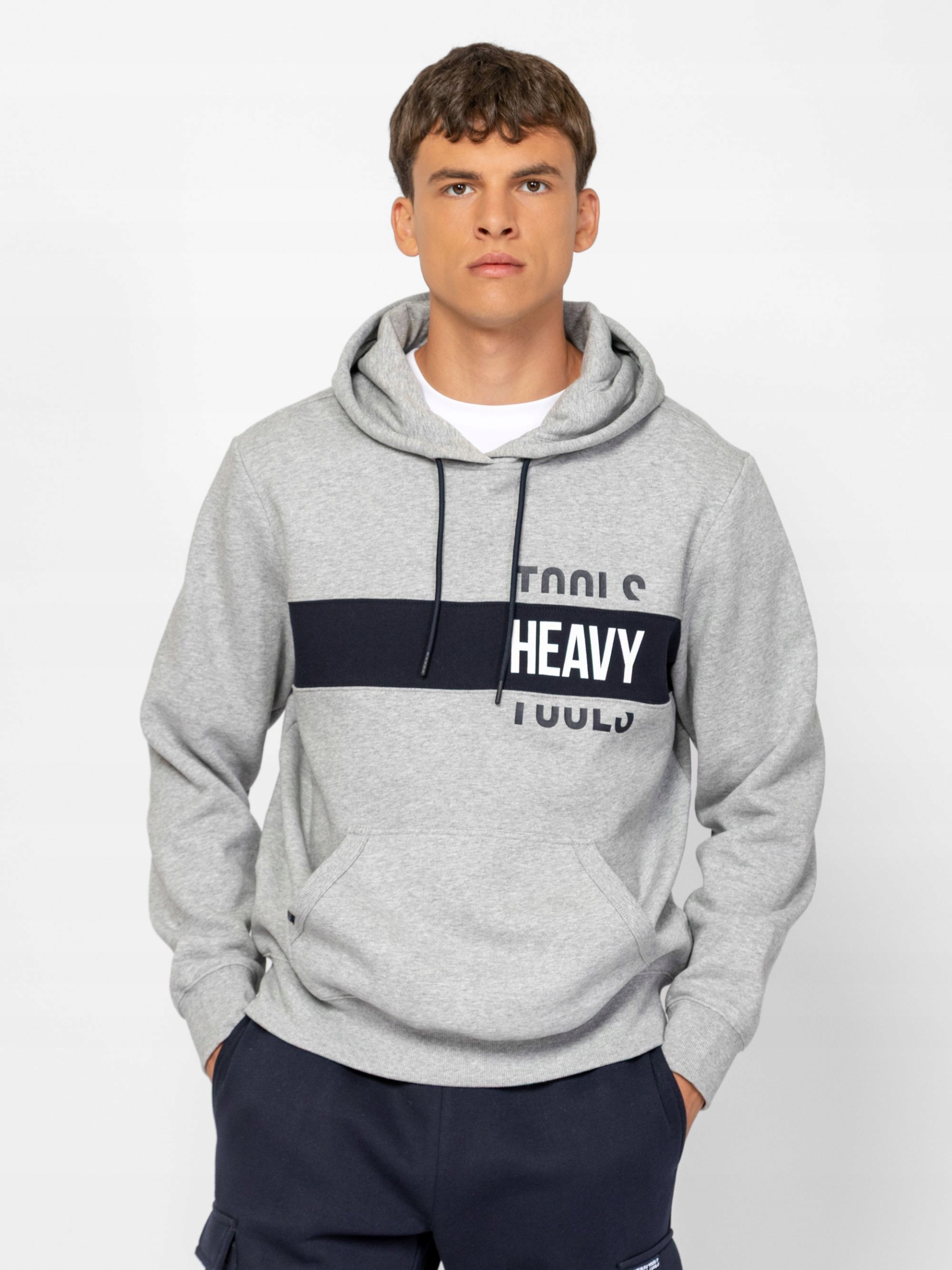 Heavy Tools Pánská Sportovní Mikina S Kapucí Senti String Šedá S