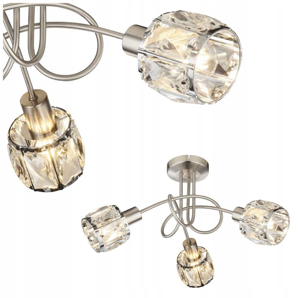 Trojbodová stropná lampa Kris glamour do obývačky
