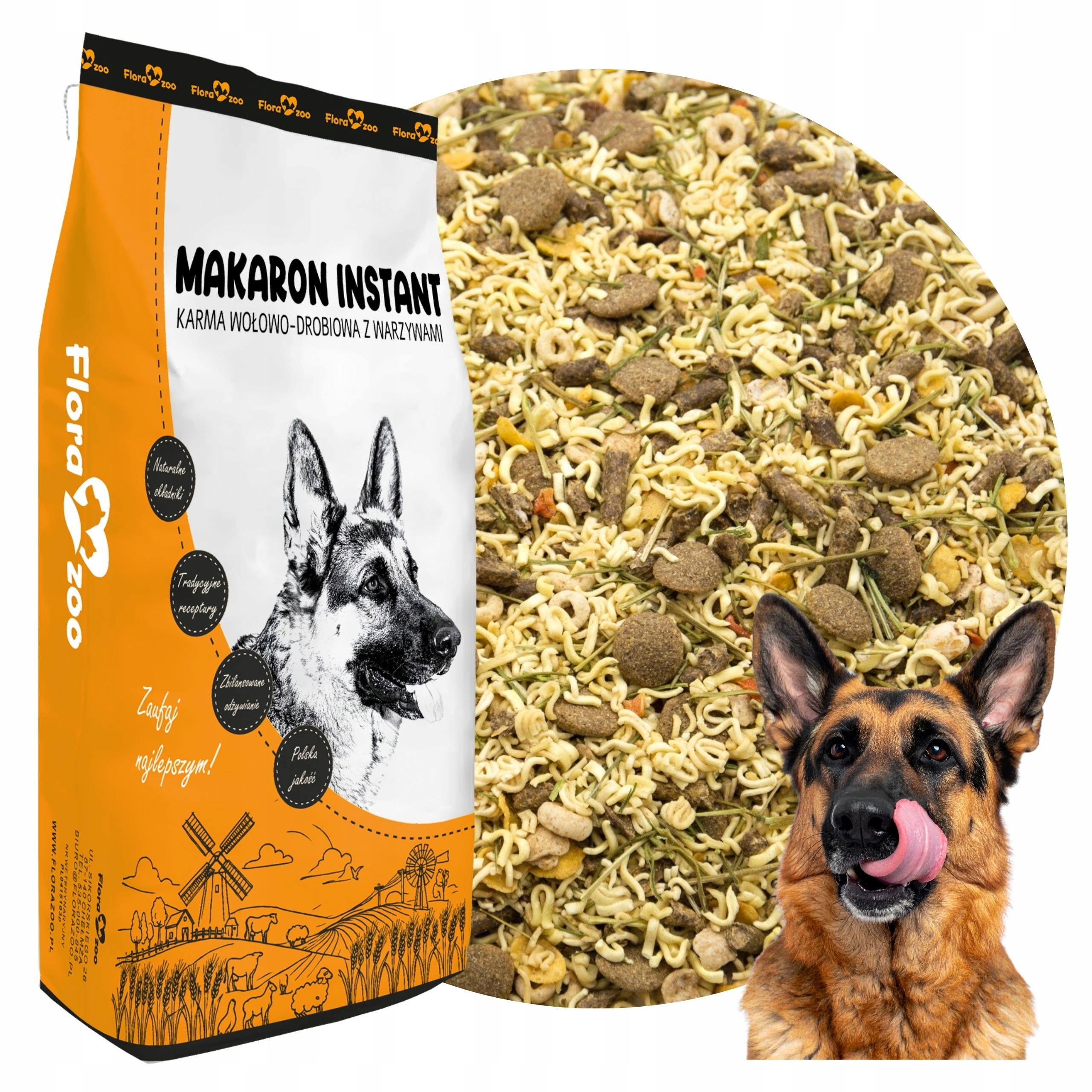 Makaron Błyskawiczny bez gotowania Karma Instant Dla Psa Z Mięsem Warzywami