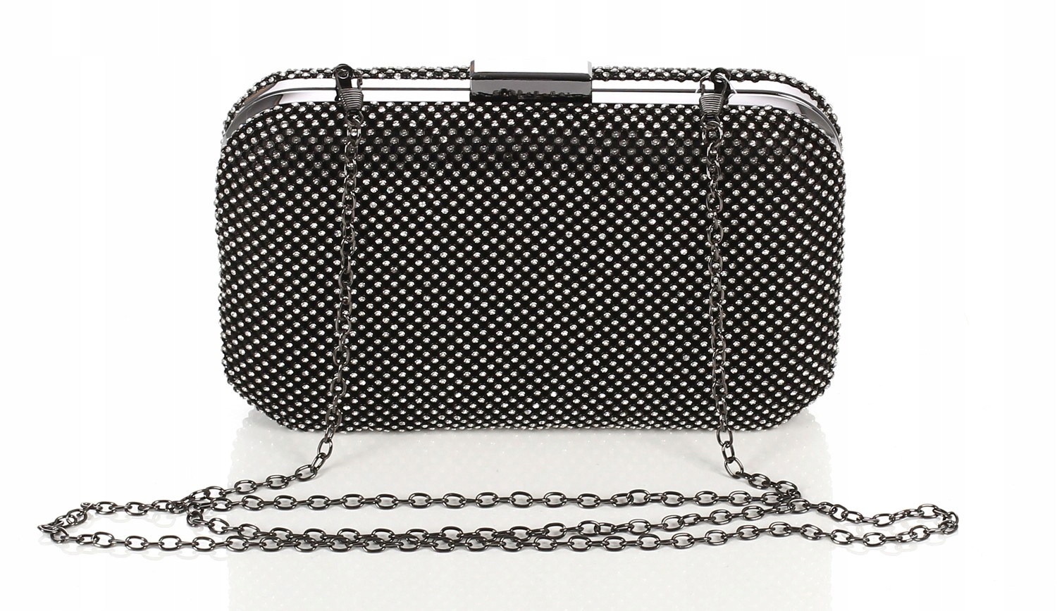 Czarna zgrabna błyszcząca Kopertówka PUZDERKO na łańcuszku Marka inna