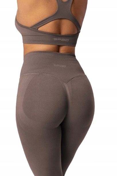 Spaio Damskie legginsy sportowe Fitness Push-up Pro ciemnobeżowe M