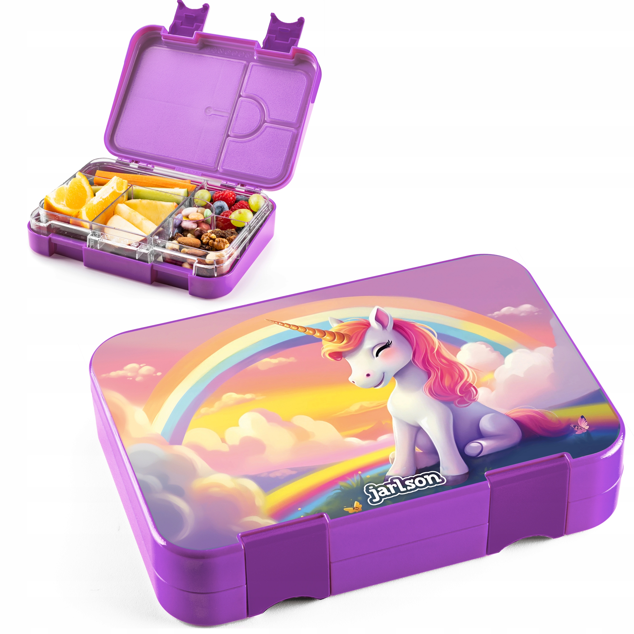 Lunchbox śniadaniówka Jarlson fioletowy jednorożec Toni box do przedszkola