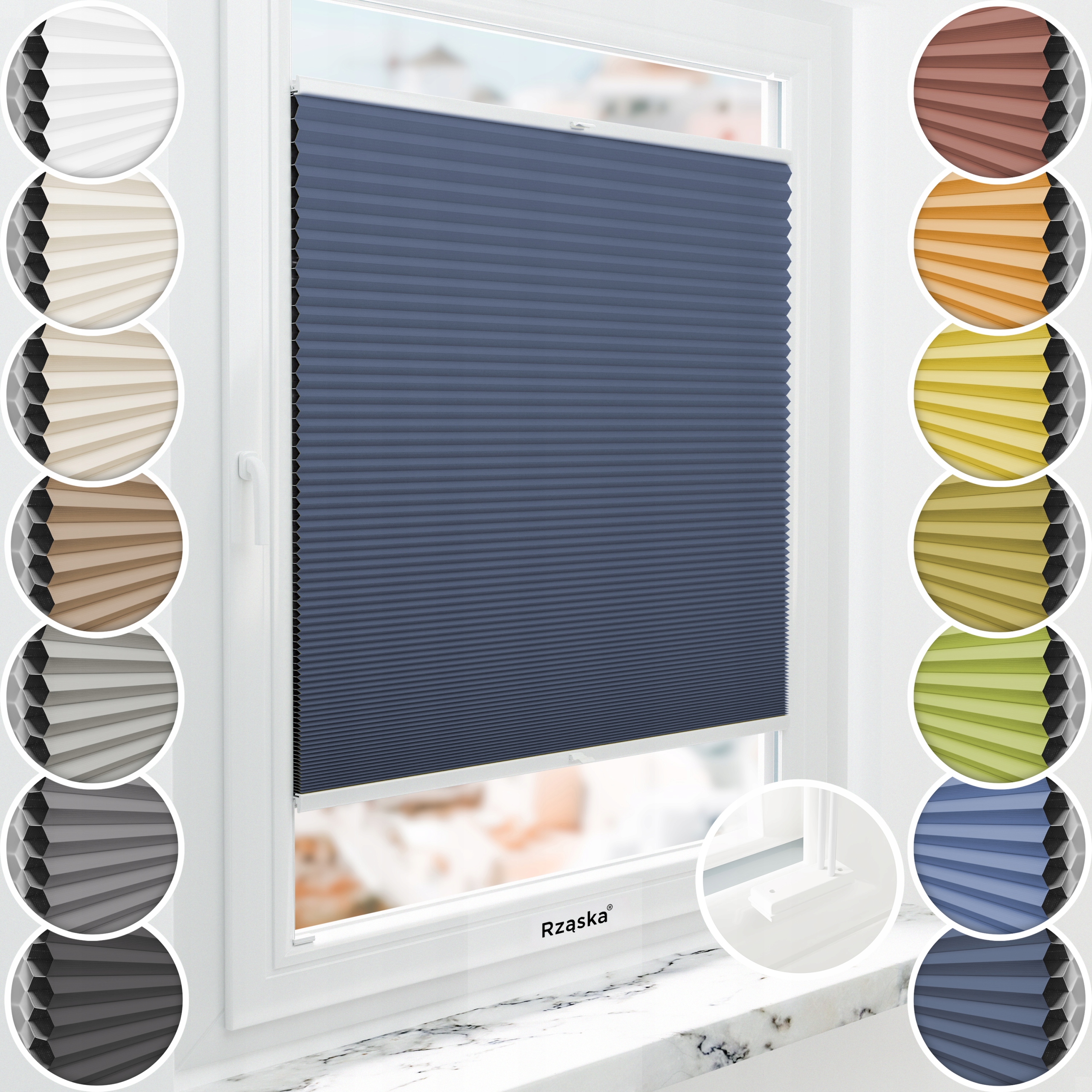 Roleta zaciemniająca RZĄSKA inwazyjna PLASTER MIODU, 100% blackout.