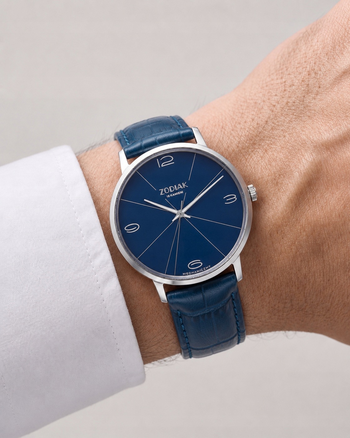 Pánské Hodinky Błonie Zodiac Mechanický Modrý Safír! Sellita SW210