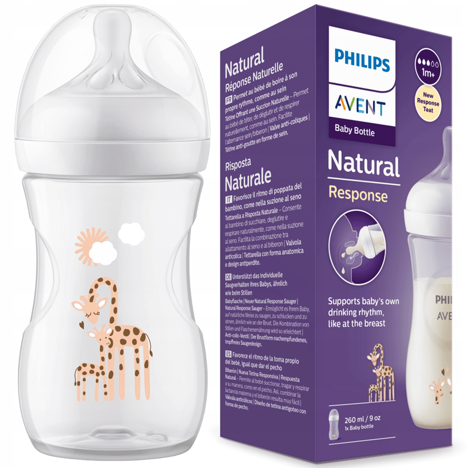 BUTELKA PHILIPS AVENT NATURAL RESPONSE SCY903/66 260ml 1M+ ANTYKOLKOWA