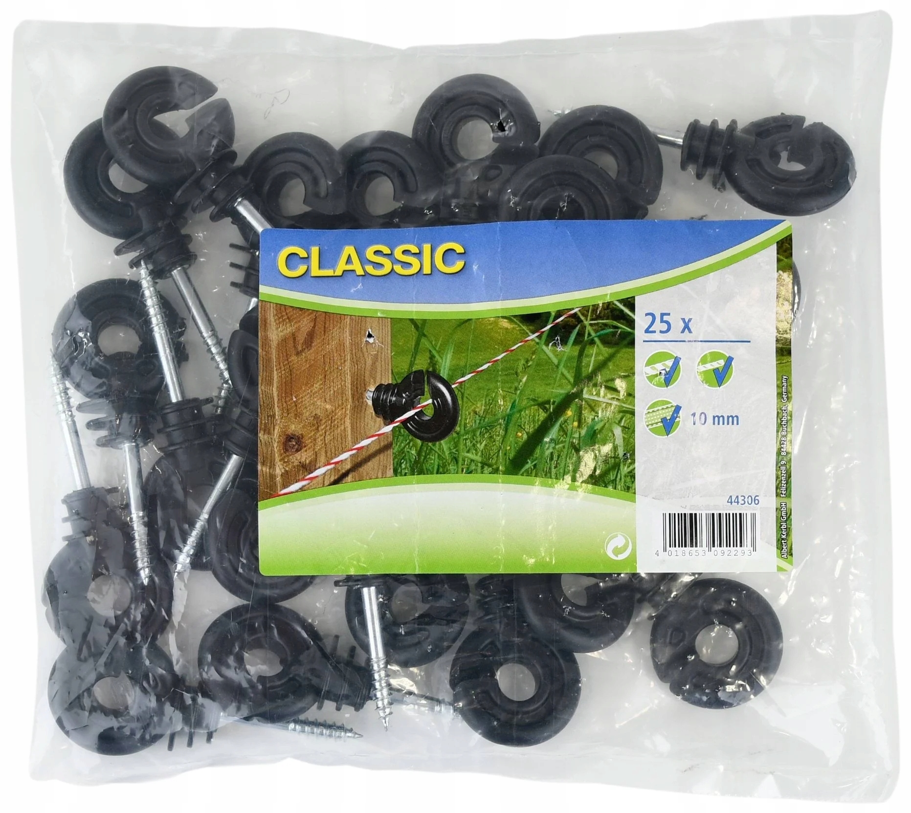 IZOLATOR WKRĘCANY Czarny W DREWNO PASTUCH 100szt. Kerbl Basic