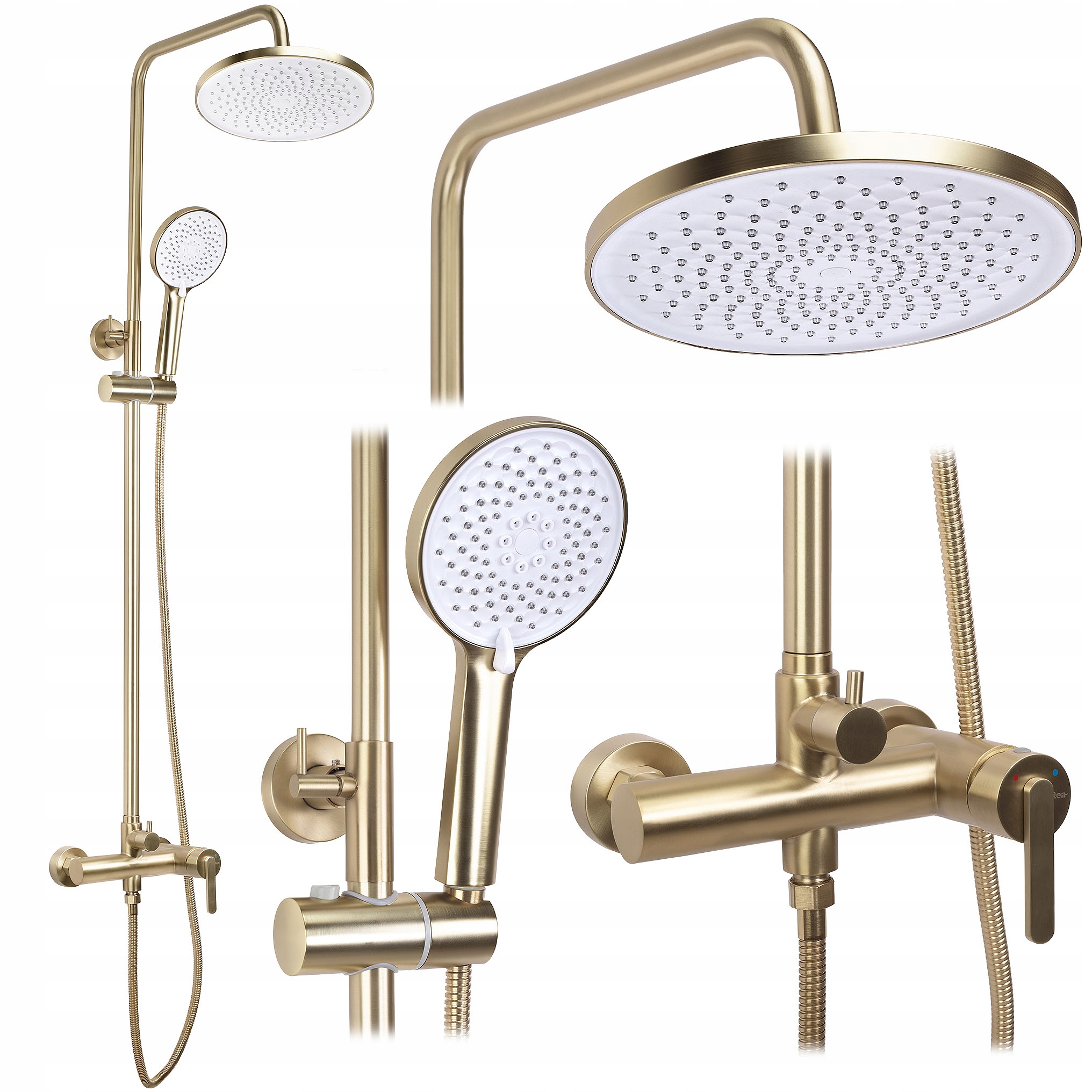 Natynková Sprchová Súprava Rea Ontario Zlatá kartáčovaná dažďová sprcha